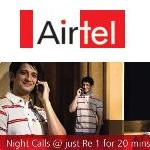 Airtel introduces Night Pack. A2A local calls at Re.1 for 20 minutes 1 airtel-night-calling