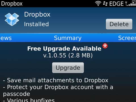 Dropbox for BlackBerry updated to v1.0.55 1 Dropbox for BB