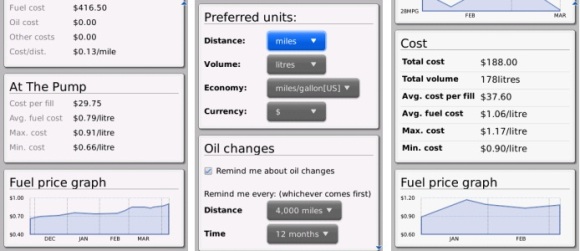 Fuel Economy Calculator app for BlackBerry and the BlackBerry PlayBook 1 fuel economy bb-1