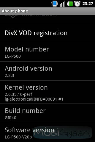 Android 2.3 (Gingerbread) update now available for LG Optimus One in India 1 lg-p500-gingerbread-1