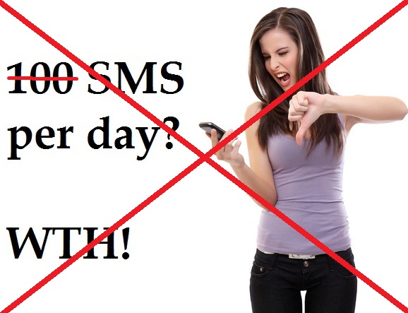 Now send 200 SMS per day. Thank you TRAI! 1 trai-100-sms-per-day-revised