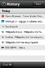 Opera launches Opera Mini 5 beta 6 touch history 0