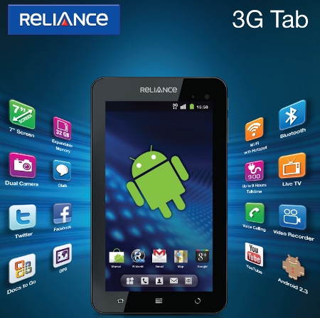 Reliance Communications introduces Reliance 3G Tab, Android powered Tablet 1 Reliance-3G-Tab