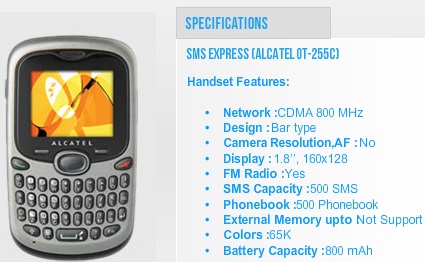 tata-indicom-sms-express-alcatel