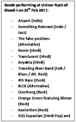 Uninor brings a Musical Blood Donation Camp - Rush Of Blood II 2 Uninor-Bands-performaing