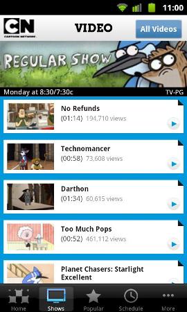 Android Market offering Cartoon Network Video App