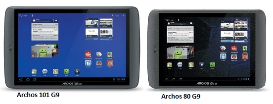 New Android Tablets by Archos, the 80 G9 and the 101 G9 1 archos tablets