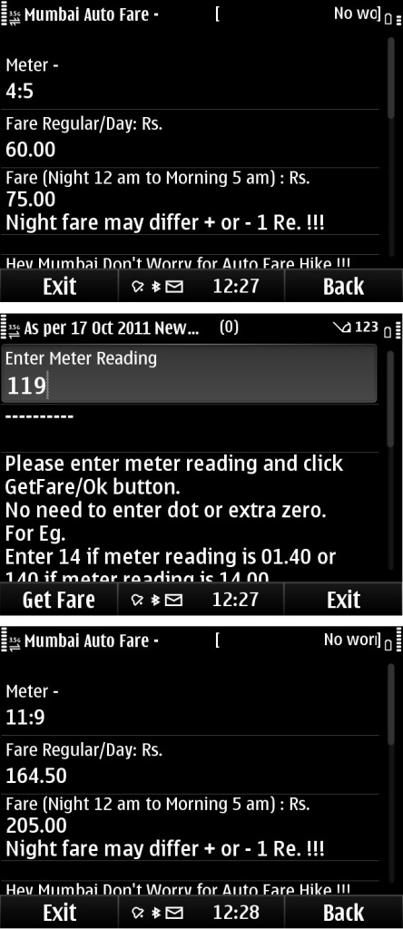 mumbai auto fare java screen