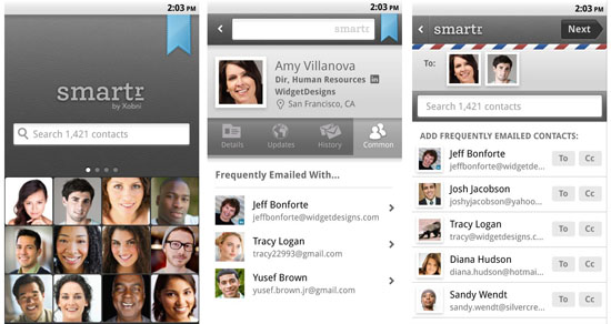 Smartr Contacts now available for Android 2 smatr contacts screen