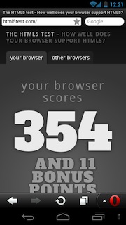 opera mobile 12 android 4 english html5
