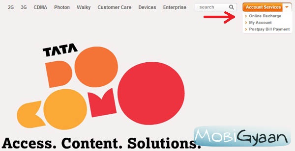 How to recharge Tata DOCOMO online 2 How to recharge tata docomo online