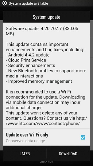 HTC One Android 4.4 