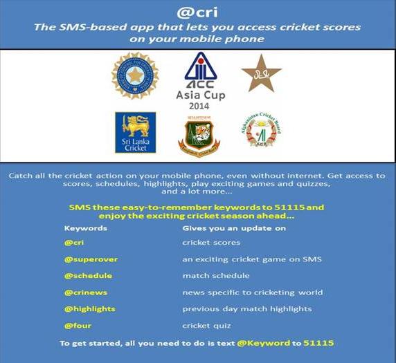 How to get Asia cup ball-by-ball updates via SMS