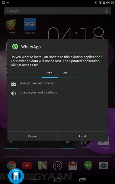 How to run WhatsApp on tab 13