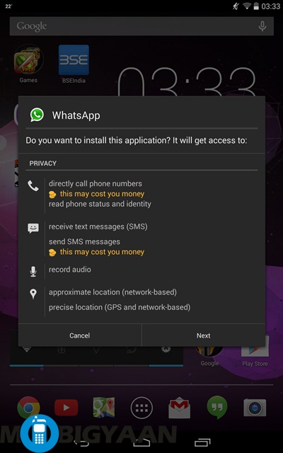 How to run WhatsApp on tab 9