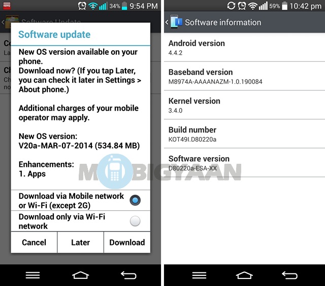 LG G2 KitKat update India