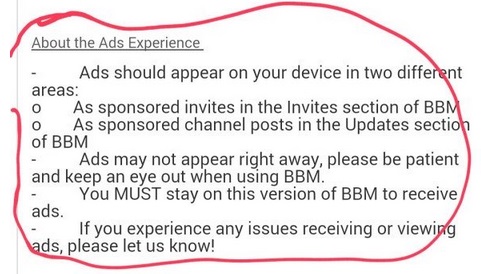 Sponsored ads in BBM