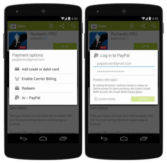 Google Play Store updated with PayPal support and UI changes