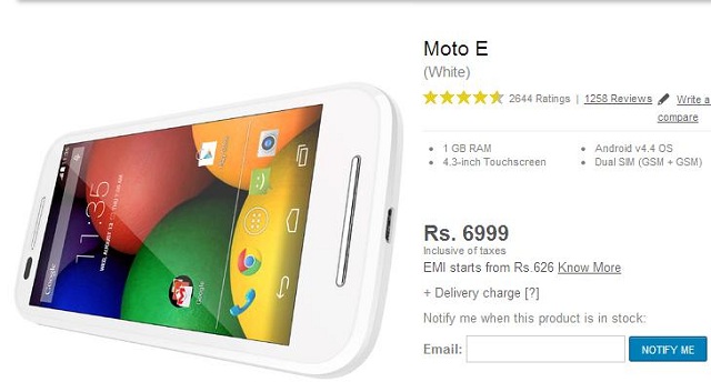 Moto E stocks