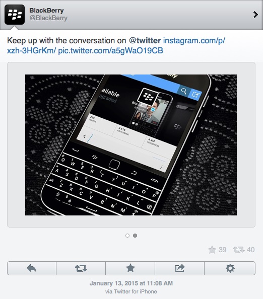 BlackBerry tweeting iPhone