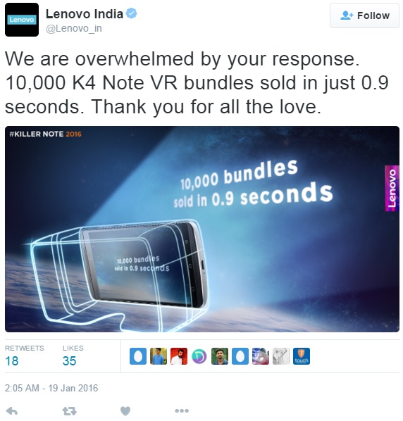 lenovo-vibe-k4-note-10000-units-sold-tweet