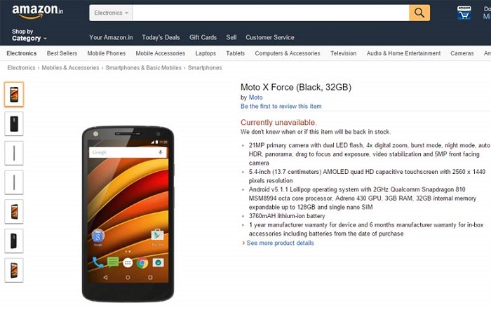 Moto X Force listed on Amazon India before launch 1 moto-x-force-leaked-amazon-india-listing