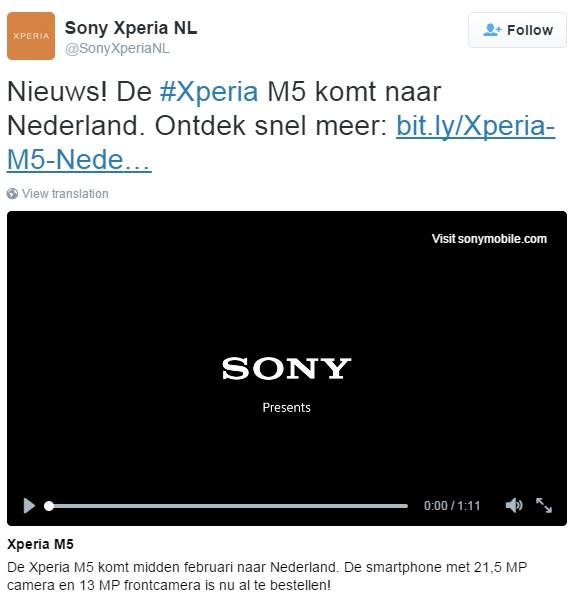 sony-xperia-m5-netherlands-announcement-tweet