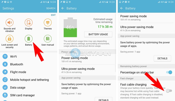 How to disable fast charging on Samsung Galaxy S7