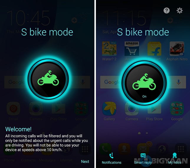 How to use Samsung Galaxy J3 S bike mode (1)