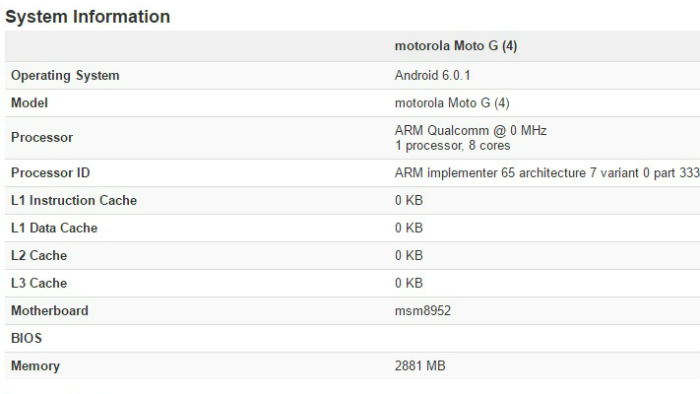 Moto G4 spotted on Geekbench with Snapdragon 617 SoC and 3 GB RAM