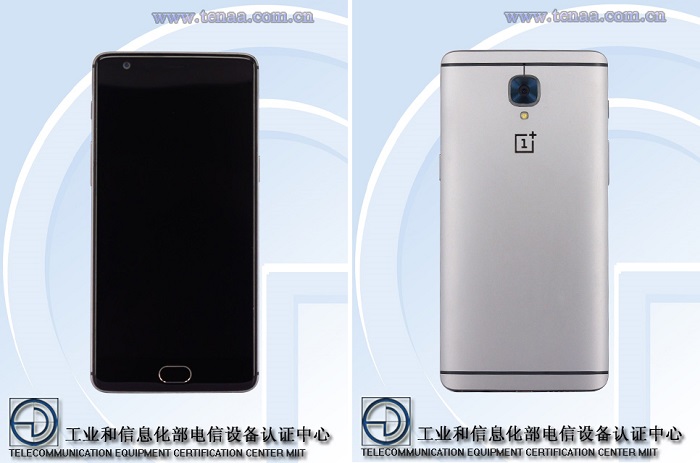 oneplus-3-tenaa-front-rear-view