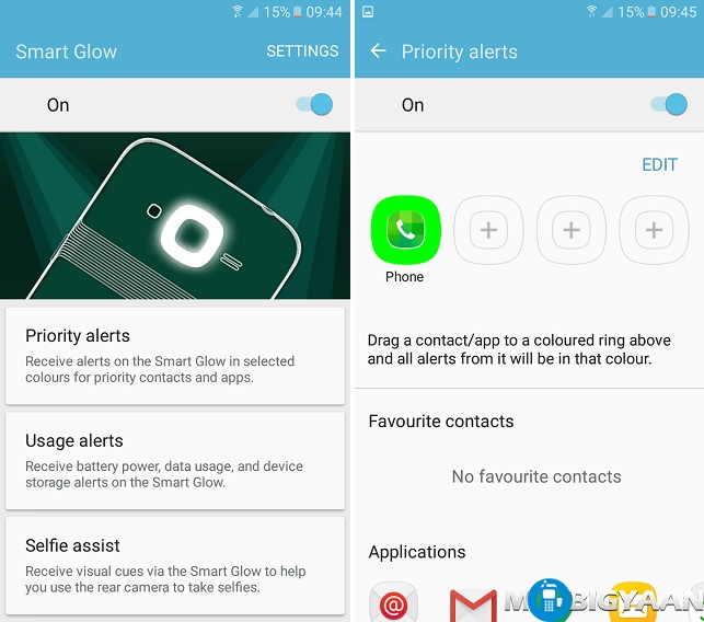How to use Smart Glow on Samsung Galaxy J2 (2017)