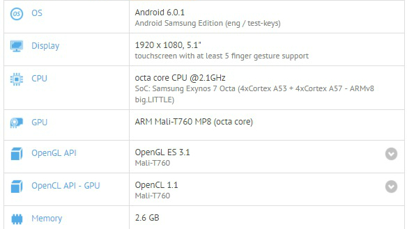 Samsung Galaxy A8 (2016) appears on GFXBench with Exynos 7420 SoC and 3 GB RAM