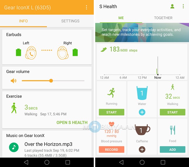 Samsung Gear IconX Wireless Earbuds Fitness Tracker Review 13 S Health Shows Tracking Data