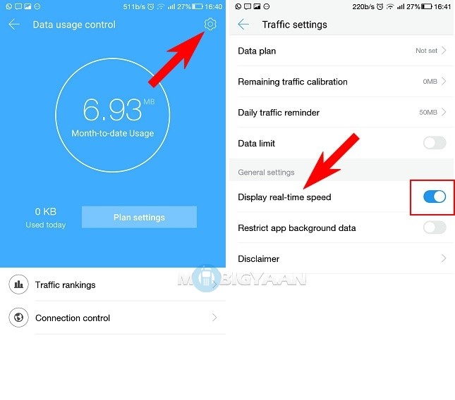 enable network speed indicator on LeEco