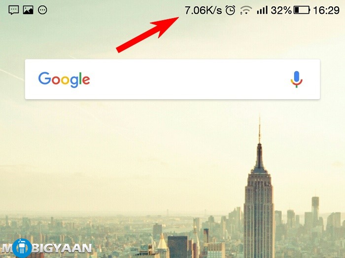 enable network speed indicator on leeco phones