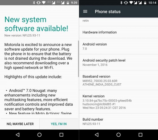 Moto G4 Plus Android 7.0 Nougat official