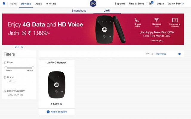 Reliance Jio online store web