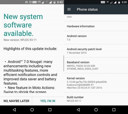 moto g 4 nougat india release