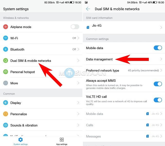 network speed indicator on Coolpad Cool 1 Dual