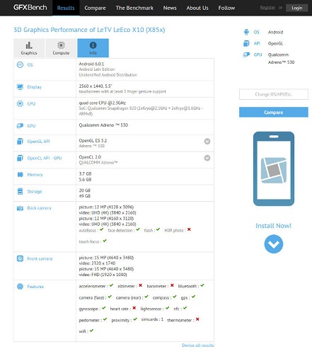 LeEco X10 GFXBench leak