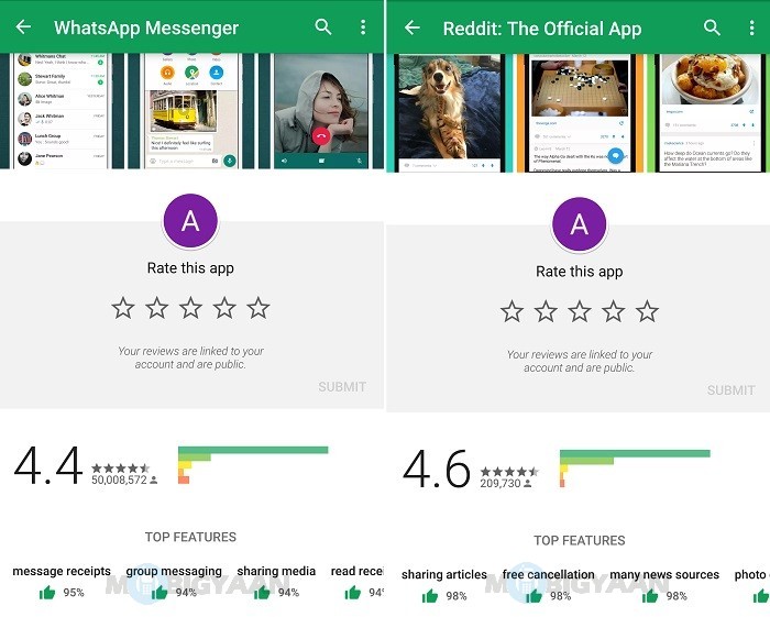 Top Features of apps showing up to some users on Play Store