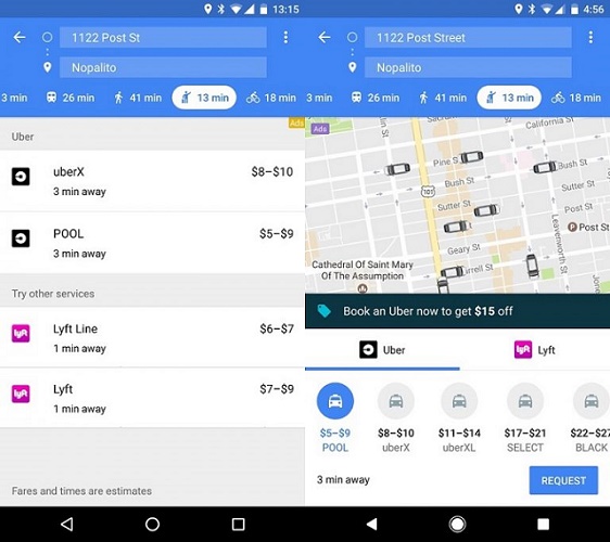 uber google maps integration