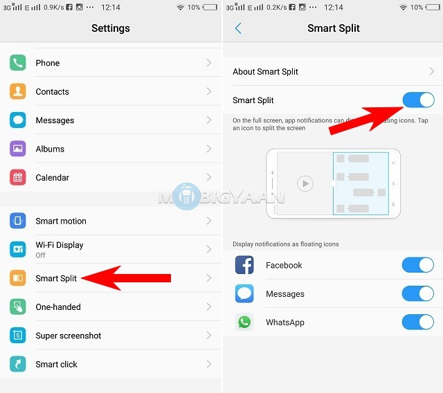 How to split screen using smart split on vivo smartphones 3