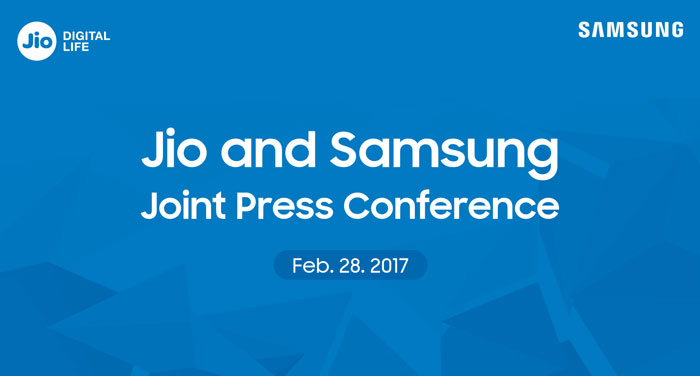 samsung reliance jio joint press conference mwc 2017