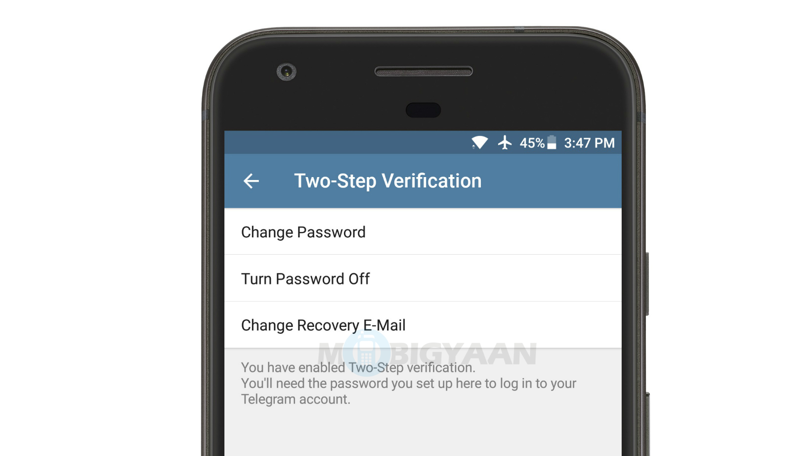 telegram two step verification