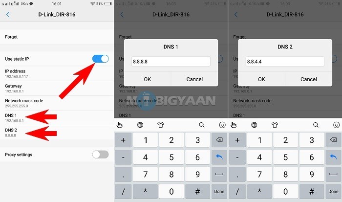 add DNS server on Android