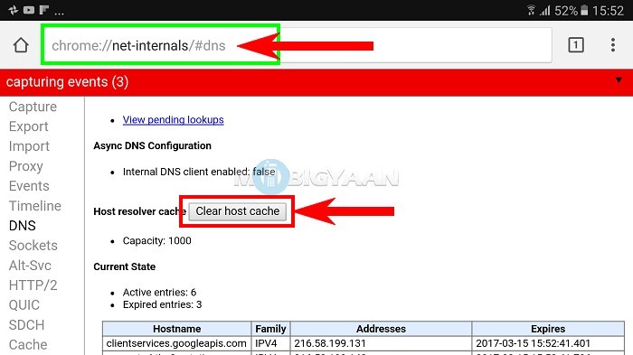 clear DNS cache on Android