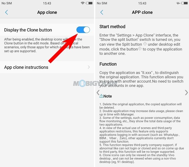 Run two WhatsApp accounts on Vivo V5s by using App Clone Feature 1