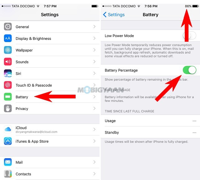 How to display battery percentage in the notification bar on iPhones 2